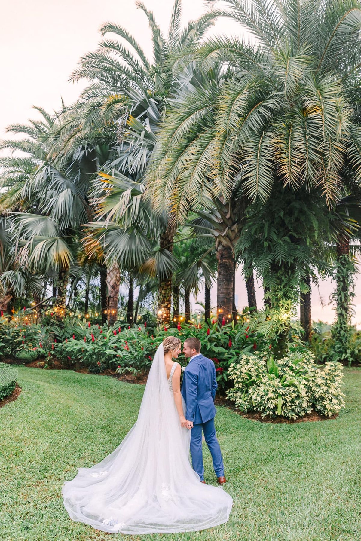 Palm and garden area for petite wedding photos
