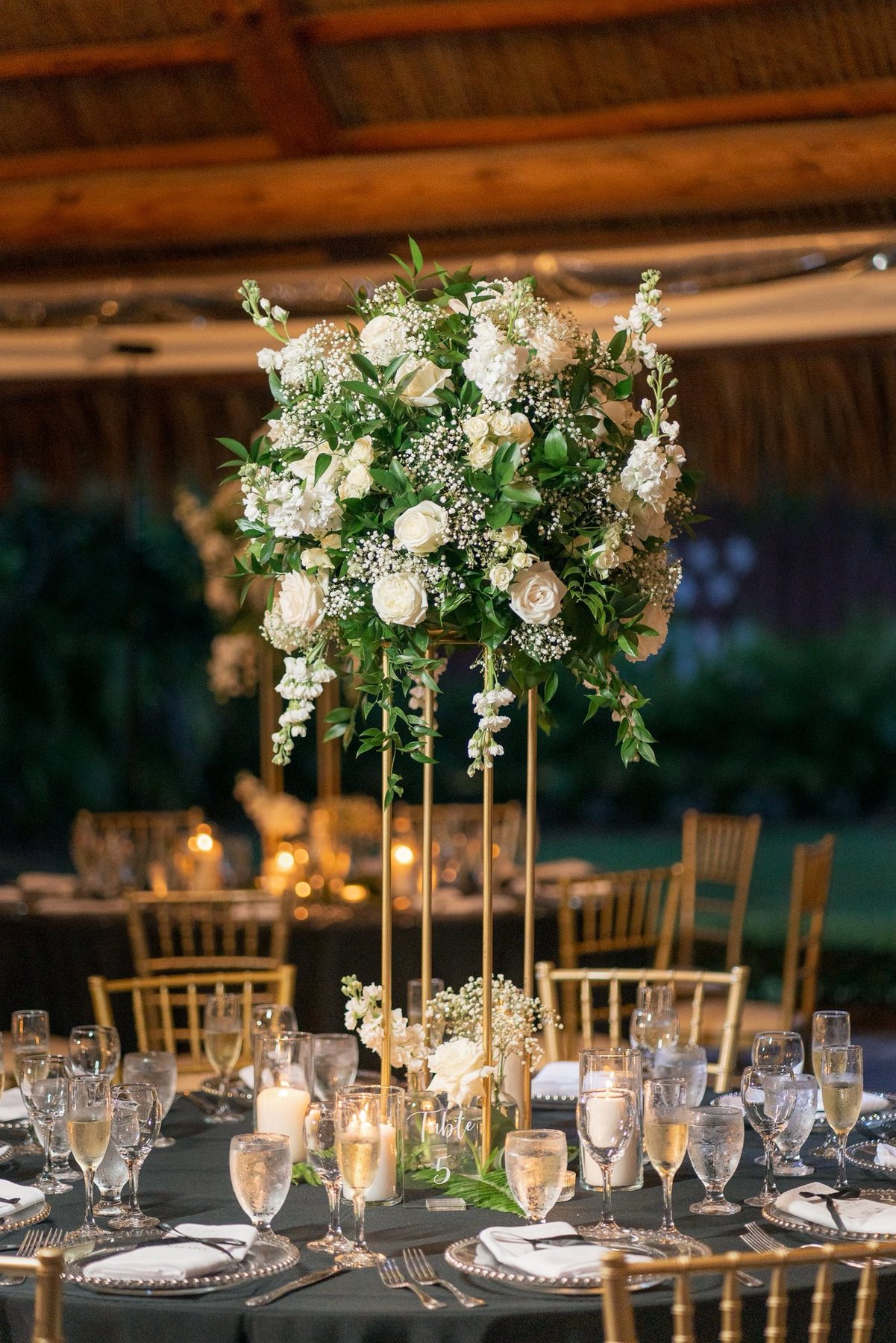 Tall floral reception centerpiece