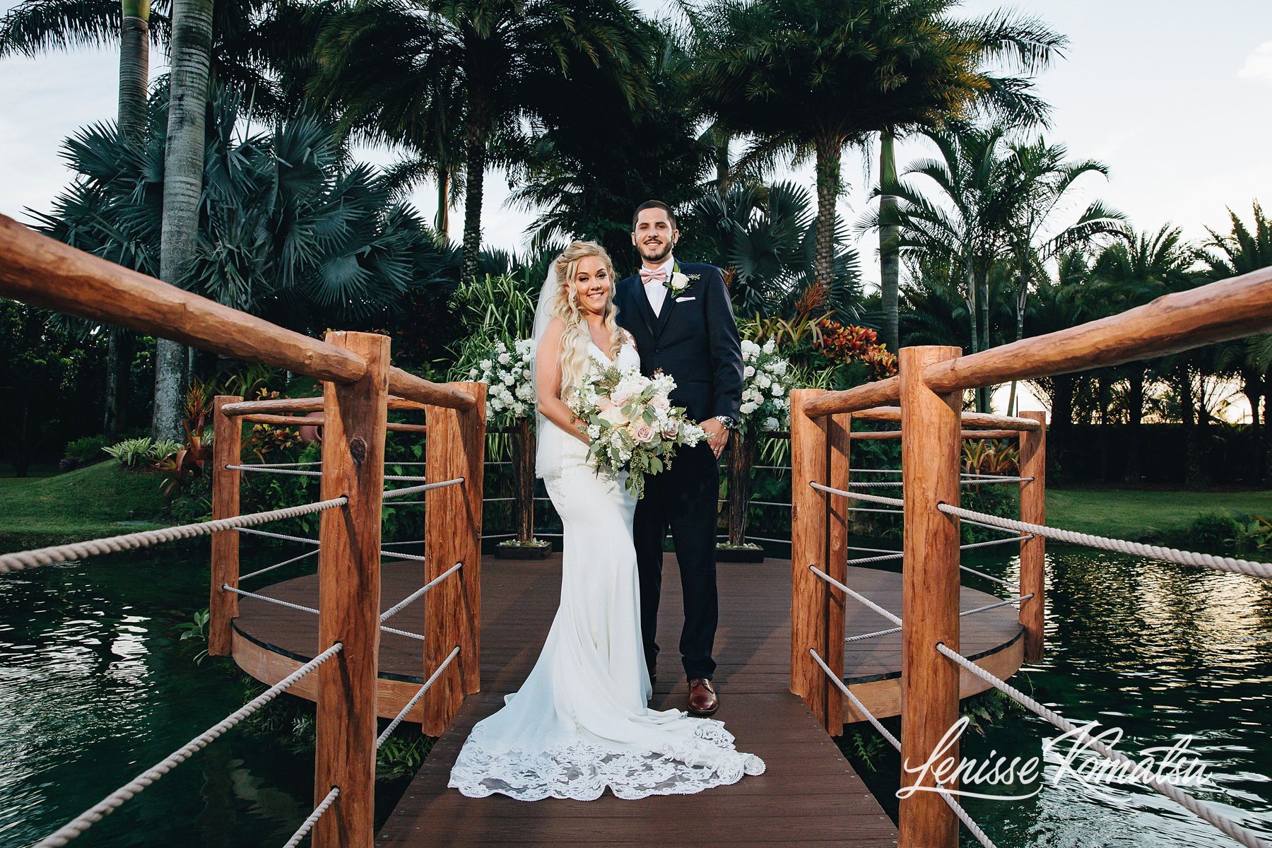 Couple portrait on the wooden bridge